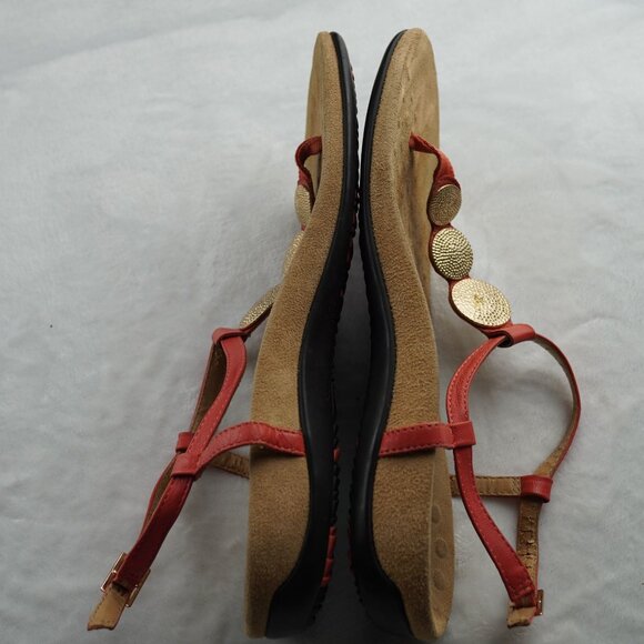 Vionic Coral Red Gold Medallion T-Strap Sandals Orthotic Size‎ 8 - Picture 8 of 11